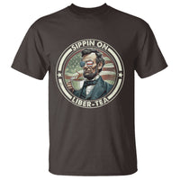 Funny Abraham Lincoln T Shirt Sippin On Liber-Tea Drinking Tea 4th Of July - Wonder Print Shop