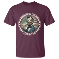 Funny Abraham Lincoln T Shirt Sippin On Liber-Tea Drinking Tea 4th Of July - Wonder Print Shop