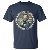 Funny Abraham Lincoln T Shirt Sippin On Liber-Tea Drinking Tea 4th Of July - Wonder Print Shop