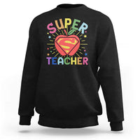 Funny Super Teacher Superhero Apple Sweatshirt - Wonder Print Shop