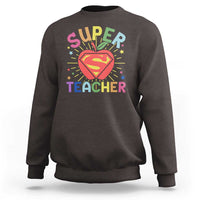 Funny Super Teacher Superhero Apple Sweatshirt - Wonder Print Shop