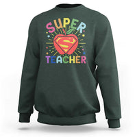 Funny Super Teacher Superhero Apple Sweatshirt - Wonder Print Shop