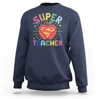 Funny Super Teacher Superhero Apple Sweatshirt - Wonder Print Shop
