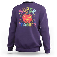 Funny Super Teacher Superhero Apple Sweatshirt - Wonder Print Shop