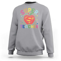 Funny Super Teacher Superhero Apple Sweatshirt - Wonder Print Shop