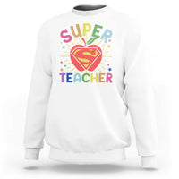 Funny Super Teacher Superhero Apple Sweatshirt - Wonder Print Shop