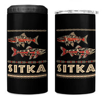 Native American Alaska 4 in 1 Can Cooler Tumbler Sitka Salmon Fishermen Art