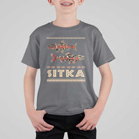 Native American Alaska T Shirt For Kid Sitka Salmon Fishermen Art - Wonder Print Shop