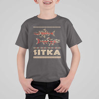 Native American Alaska T Shirt For Kid Sitka Salmon Fishermen Art - Wonder Print Shop