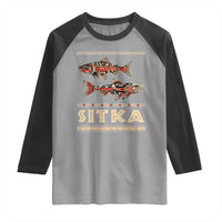 Native American Alaska Raglan Shirt Sitka Salmon Fishermen Art