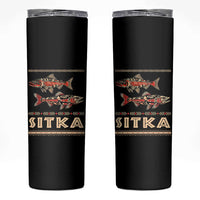 Native American Alaska Skinny Tumbler Sitka Salmon Fishermen Art