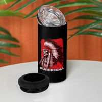 Mexican Indian Purepecha 4 in 1 Can Cooler Tumbler Mexico Indigenous Proud Chief Vintage