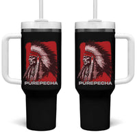 Mexican Indian Purepecha Tumbler With Handle Mexico Indigenous Proud Chief Vintage