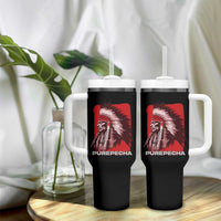 Mexican Indian Purepecha Tumbler With Handle Mexico Indigenous Proud Chief Vintage