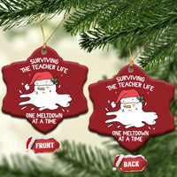 Funny Xmas Teacher Christmas Ornament Surviving The Teacher Life One Meltdown At A Time - Wonder Print Shop