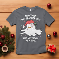 Christmas T Shirt Surviving The Teacher Life One Meltdown At A Time - Wonder Print Shop