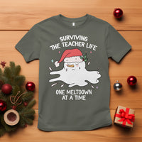 Christmas T Shirt Surviving The Teacher Life One Meltdown At A Time - Wonder Print Shop