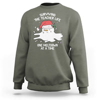 Christmas Sweatshirt Surviving The Teacher Life One Meltdown At A Time - Wonder Print Shop