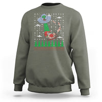 Christmas Sweatshirt Alien Invasion Space UFO Catch Santa - Wonder Print Shop