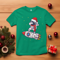 Christmas T Shirt Santa Astronaut Dabbing Space Rocket Xmas Light - Wonder Print Shop