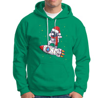 Christmas Hoodie Santa Astronaut Dabbing Space Rocket Xmas Light - Wonder Print Shop