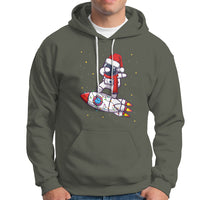 Christmas Hoodie Santa Astronaut Dabbing Space Rocket Xmas Light - Wonder Print Shop