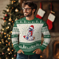 Santa Astronaut Dabbing Space Rocket Xmas Ugly Christmas Sweater - Wonder Print Shop