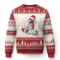 Santa Astronaut Dabbing Space Rocket Xmas Ugly Christmas Sweater - Wonder Print Shop