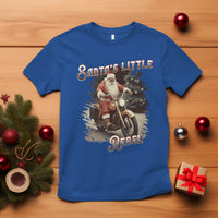 Christmas T Shirt Santa's Little Rebel Rinding Motorcycle Vintage Xmas - Wonder Print Shop