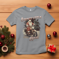 Christmas T Shirt Santa's Little Rebel Rinding Motorcycle Vintage Xmas - Wonder Print Shop