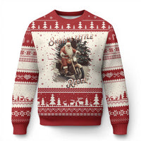 Vintage Xmas Santa Riding Motorcycle Ugly Christmas Sweater Santa's Little Rebel Rider Vintage - Wonder Print Shop