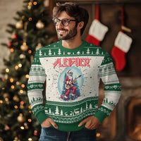 Xmas Heavy Metal Ugly Christmas Sweater Sleigher Hail Santa Playing Guitar - Wonder Print Shop