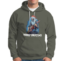 Christmas Hoodie Sleigher Hail Santa Rock Electric Guitar Cool Xmas - Wonder Print Shop