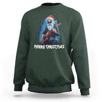 Christmas Sweatshirt Sleigher Hail Santa Rock Electric Guitar Cool Xmas - Wonder Print Shop