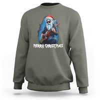 Christmas Sweatshirt Sleigher Hail Santa Rock Electric Guitar Cool Xmas - Wonder Print Shop