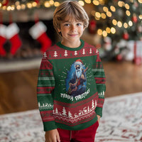 Xmas Rock Lover Ugly Christmas Sweater Sleigher Hail Santa Electric Guitar - Wonder Print Shop