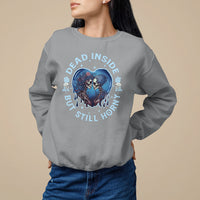 Lesbian Skeleton Couple Valentine's Day Sweatshirt Dead Inside But Still Horny - Wonder Print Shop