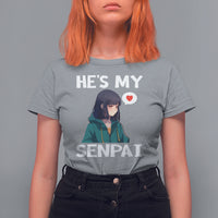 Valentine's Day Couple Matching T Shirt For Women He's My Senpai Funny Anime Girlfriend - Wonder Print Shop
