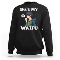 Valentine's Day Couple Matching Sweatshirt She's My Waifu Funny Anime Boyfriend - Wonder Print Shop