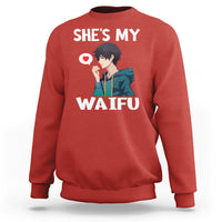 Valentine's Day Couple Matching Sweatshirt She's My Waifu Funny Anime Boyfriend - Wonder Print Shop