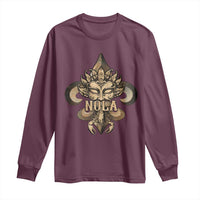 NOLA New Orleans Louisiana Long Sleeve Shirt Mardi Gras Mask Fleur De Lis