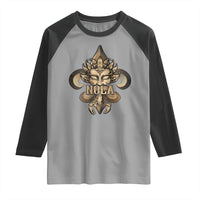 NOLA New Orleans Louisiana Raglan Shirt Mardi Gras Mask Fleur De Lis