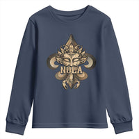 NOLA New Orleans Louisiana Youth Sweatshirt Mardi Gras Mask Fleur De Lis