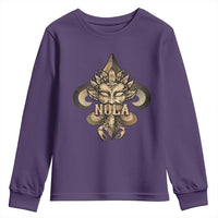 NOLA New Orleans Louisiana Youth Sweatshirt Mardi Gras Mask Fleur De Lis
