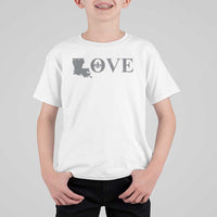 LOVE Louisiana T Shirt For Kid Fleur De Lis LA Map