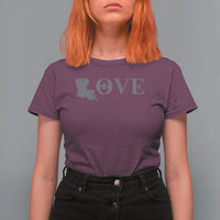 LOVE Louisiana T Shirt For Women Fleur De Lis LA Map