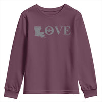 LOVE Louisiana Youth Sweatshirt Fleur De Lis LA Map
