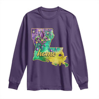 Home Louisiana Long Sleeve Shirt Mardi Gras Fleur De Lis LA Map