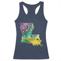 Home Louisiana Racerback Tank Top Mardi Gras Fleur De Lis LA Map