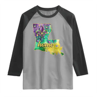 Home Louisiana Raglan Shirt Mardi Gras Fleur De Lis LA Map